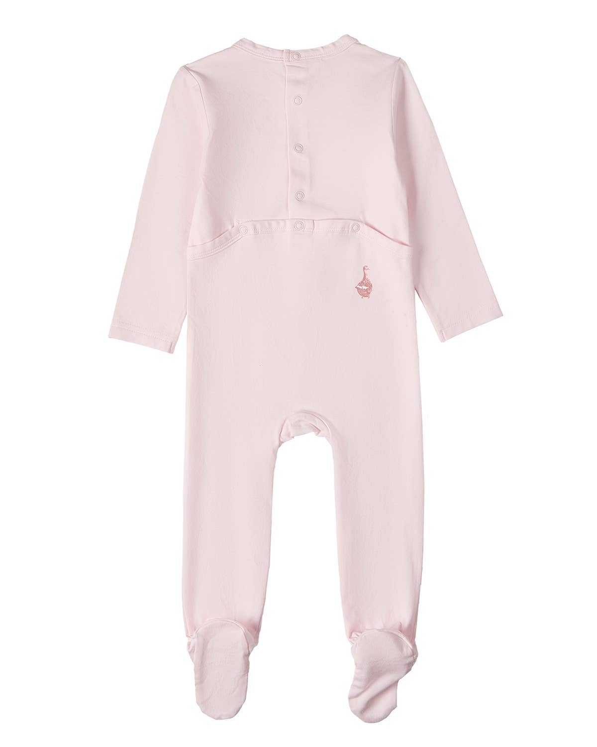 Girl And Her Waddling Ducks Footie: Baby Pink