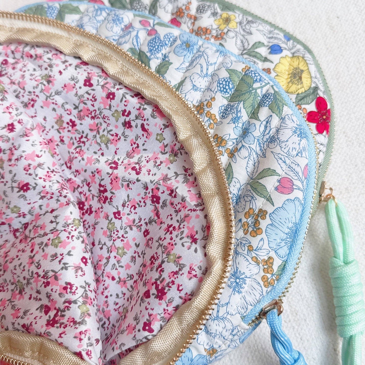 Quilted Floral Cosmetic Case, Red Mix