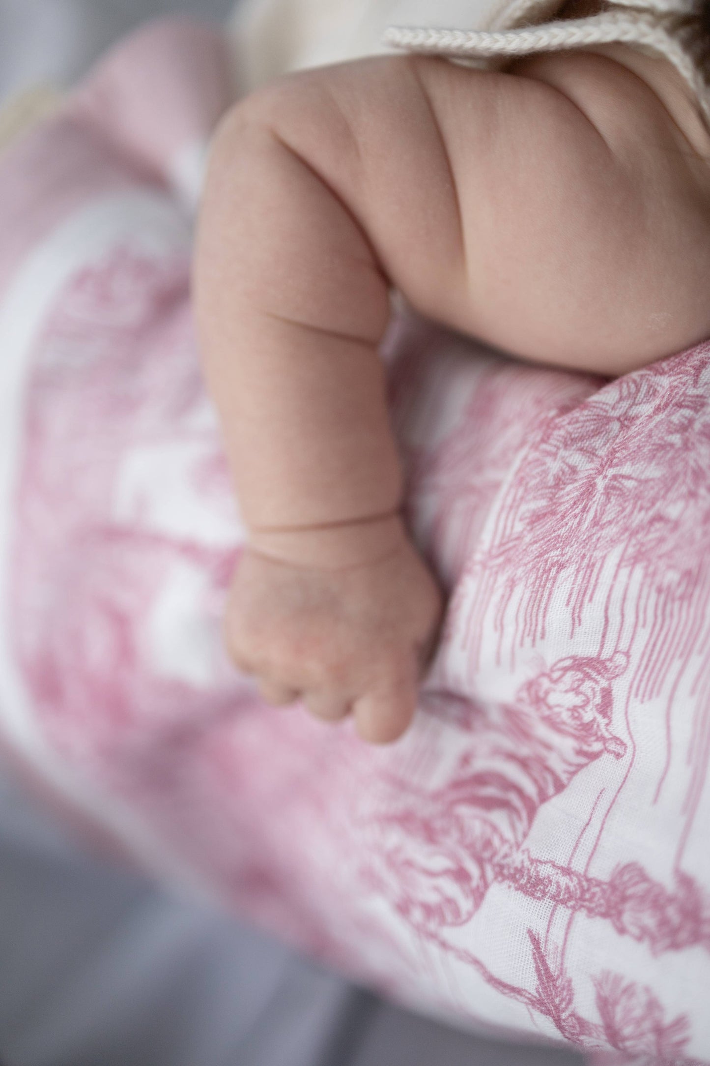 Pink Jungle Toile Muslin Blanket