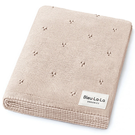 100% Organic Cotton Pointelle Swaddle Receiving Baby Blanket: Oatmeal