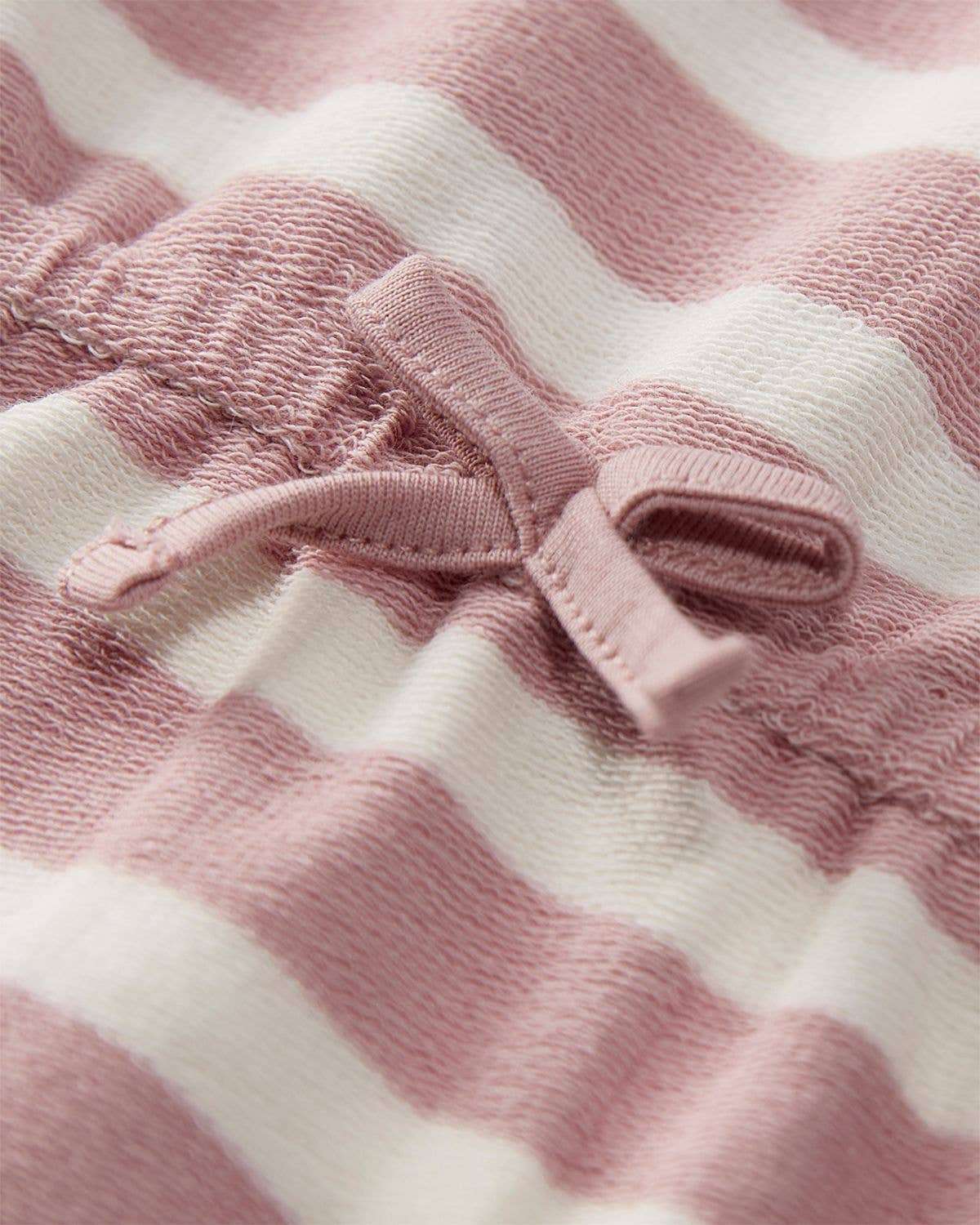 Terry Striped Romper with Shoulder Gathers: Pink