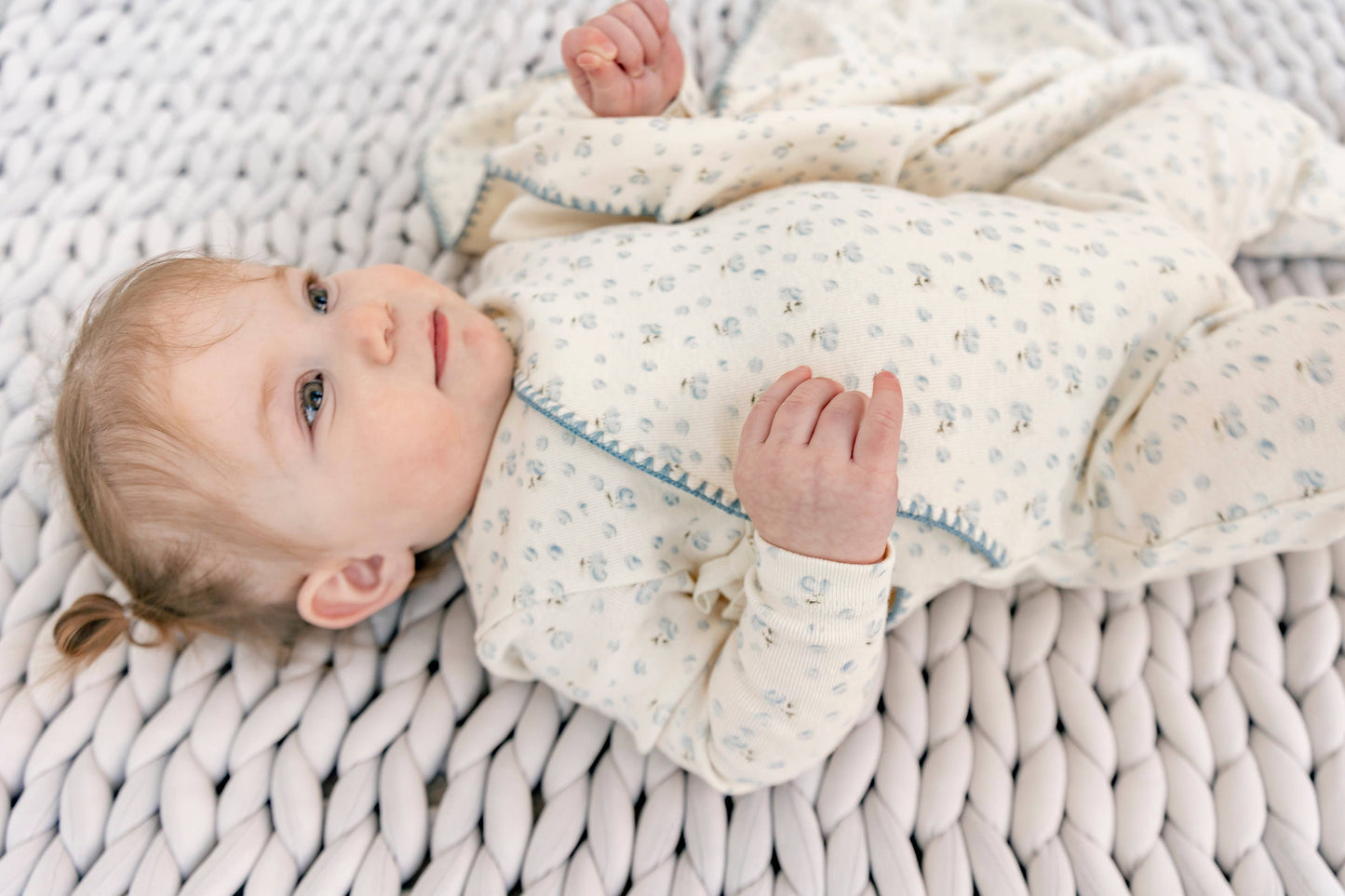 Ribbed Floral Romper with Hat: Maple