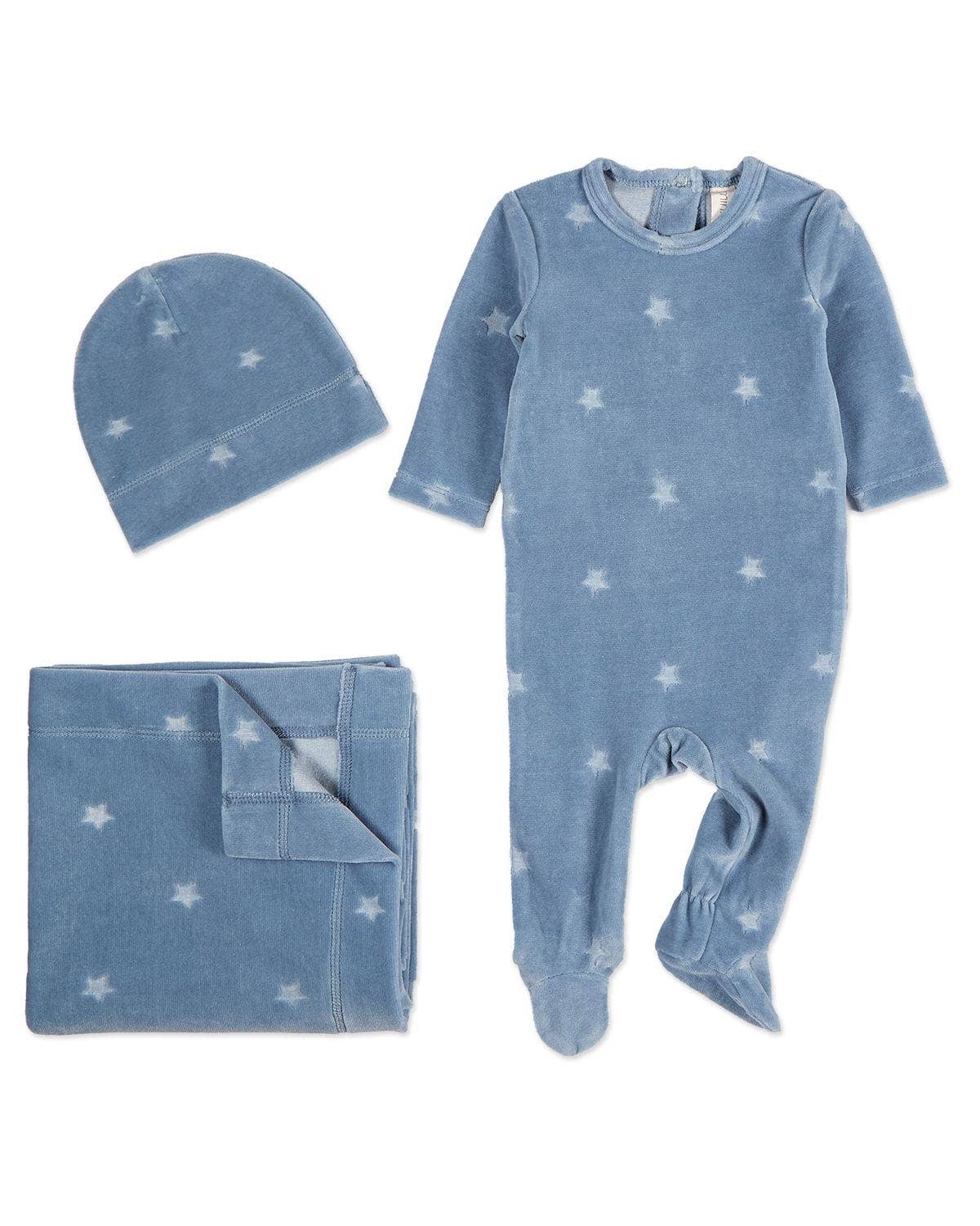 Velvet Star 3 Pc Footie Set: Blue